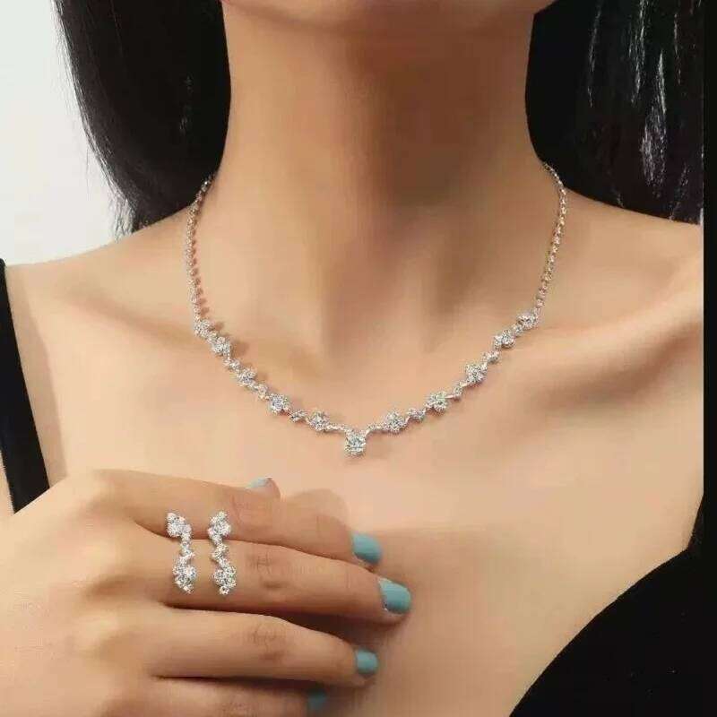 Women Fashion Necklace Earrings Set Rhinestone Wedding Accessories Bridal Lady Dangle Earring Pendant Elegant Jewellery Sets Z260313