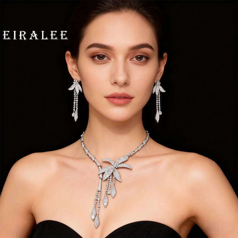 EIRALEE Wedding Party Zircon Flower Necklace Set Bridal Jewelry Women conjunto collar y pendientes conjuntos femininos elegantes Z260313