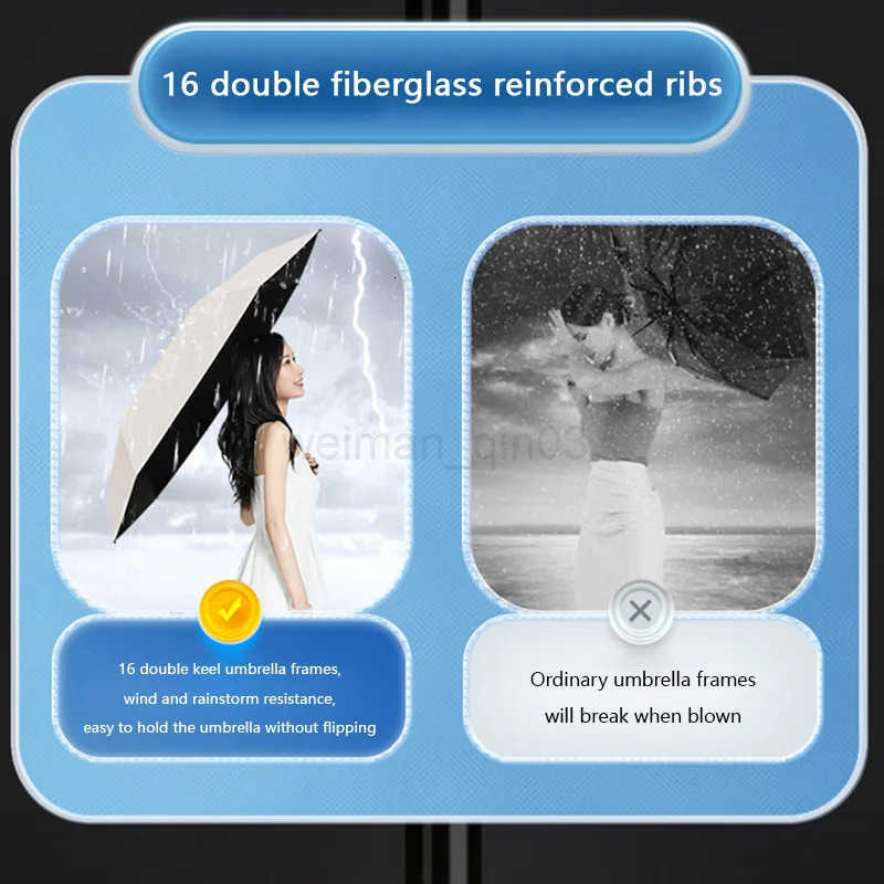 Automatic Umbrella 24 Bone Solid Color Automatic Umbrella Light Collapsible Large Size Outdoor Sunshade Uv Protection New H260314