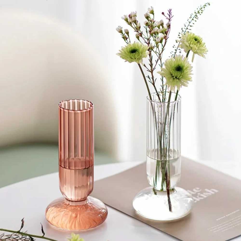 Nordic Creative Glass Vase Simple Transparent Vase Water Nourishing Flower Arrangement Living Room Decoration Modern Home Decor Y260314