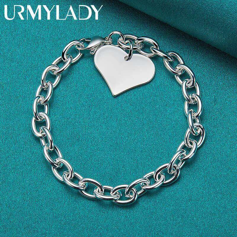 URMYLADY 925 Sterling Silver Love Heart Pendant Bracelet For Women Wedding Party Fashion Jewelry Z260313