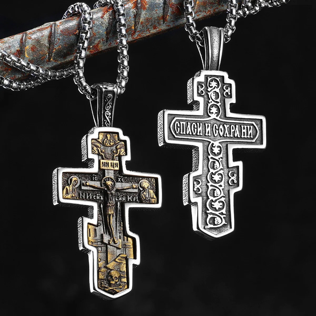 Exorcist Jesus Cross Brass Stainless Steel Men Necklaces Pendant Chain Punk for Women Fashion Jewelry Gift Wholesale Dropshiping 260312