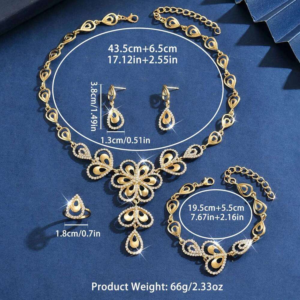 European American new jewelry, original and innovative foreign trade, flower with diamonds, four piece set for women Z260313