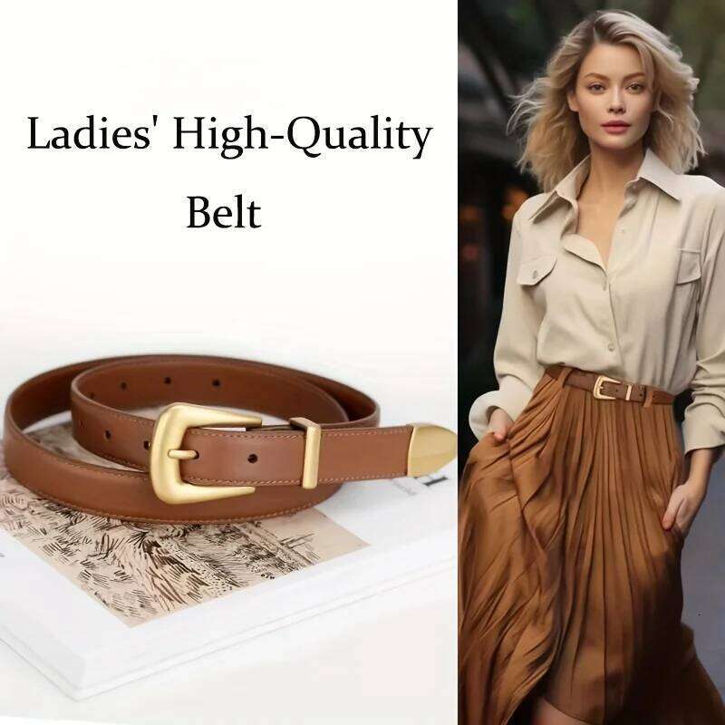 Luxury Fashion Belt Women Genuine Leather Skinny Waistband Pin Buckle Black Belts for Jeans and Dresses Z260226