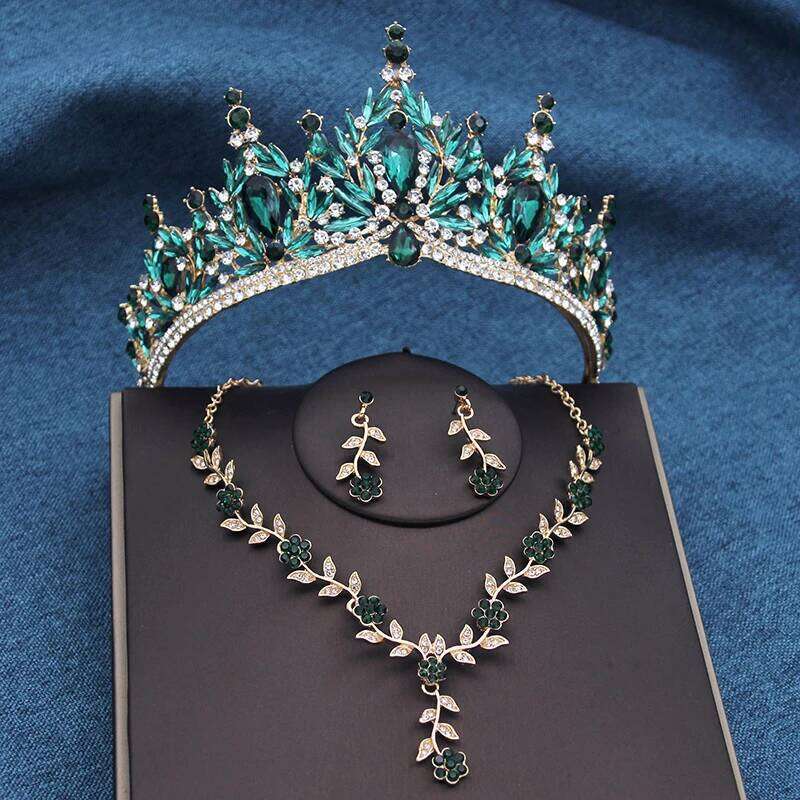 Pink Jewelry Sets with Tiaras Crowns Wedding Crown and Necklace Set Party Birthday Gifts Bridal Pageant Z260313