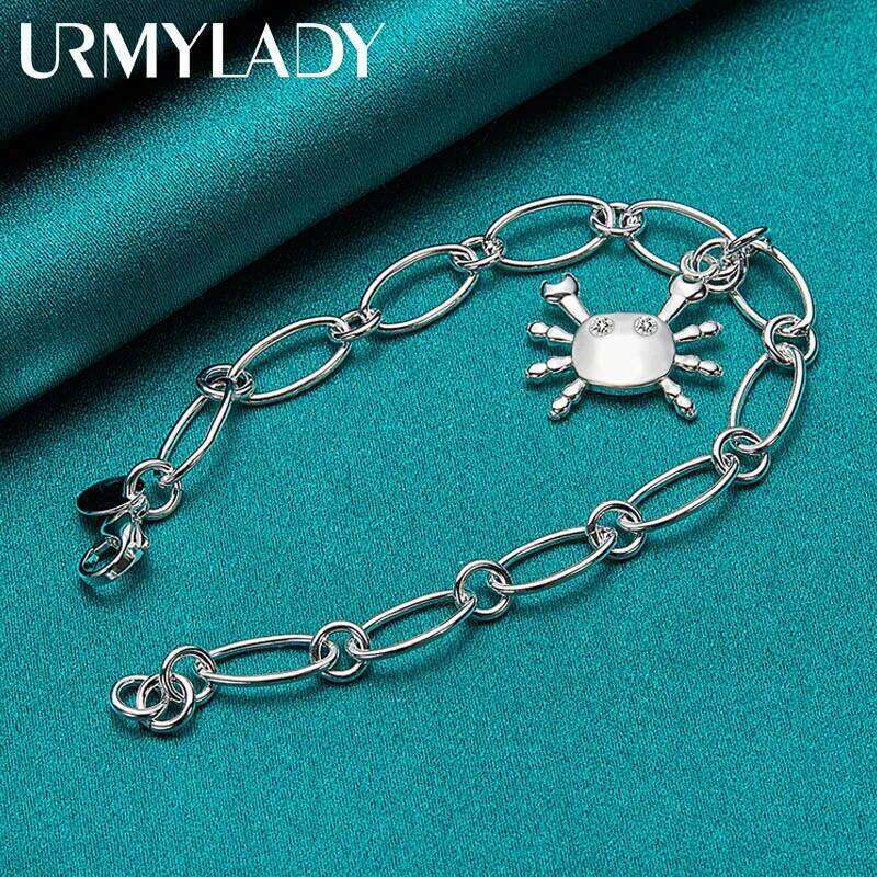 URMYLADY 925 Sterling Silver Crab AAA Zircon Charm Bracelet For Women Wedding Engagement Party Fashion Jewelry Z260313