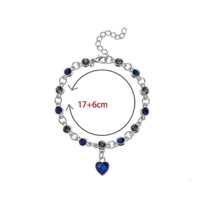 Women Silver Color Lucky Female Blue Crystal Heart Charm Pulseras Bracelet Bridal Wedding Engagement Fine Jewelry Gift Z260313