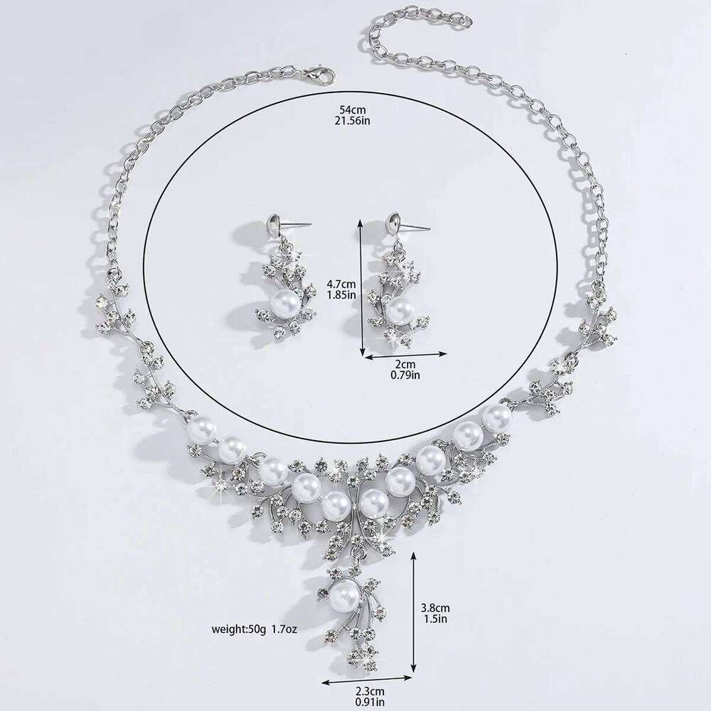 Ladies' fashionable water droplet design luxurious crown necklace earrings jewelry set wedding party holiday gift Z260313