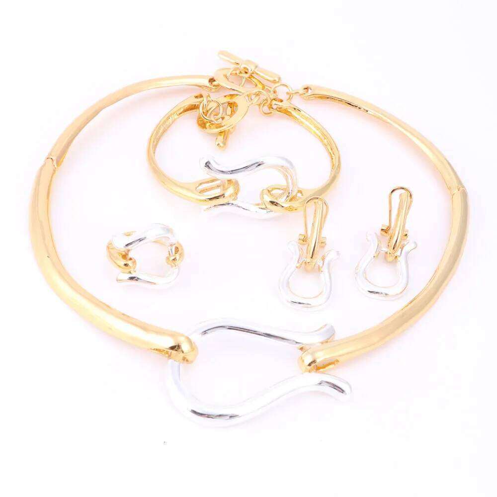 Women African Gold Color 3 Colors Fashion Bridal Elegant Romantic Wedding Necklace Jewelry Sets Z260313