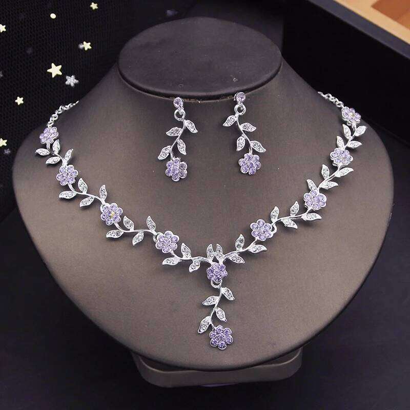 Rhinestone Bride Jewelry for Women Luxury Flower Choker Earrings Wedding Dress Bridal Necklace Sets Fashion Z260313