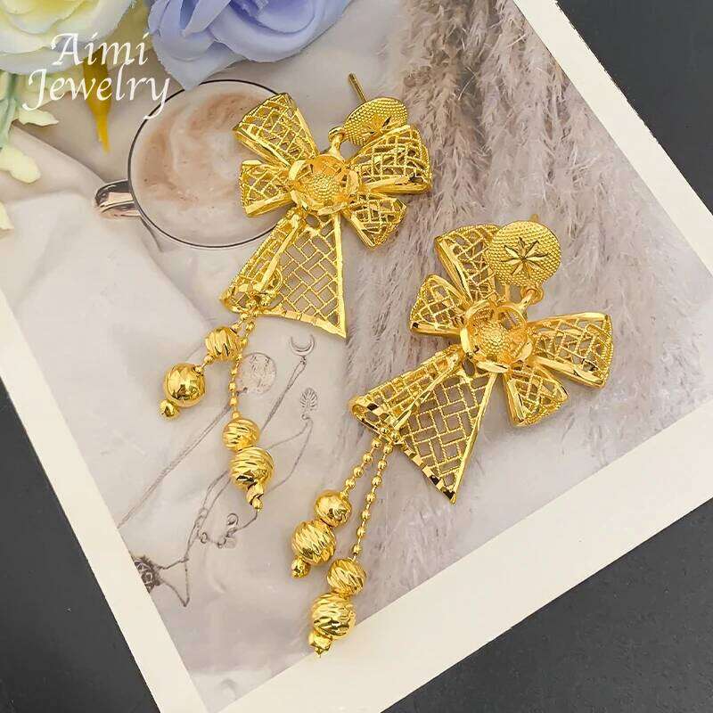 Italian Jewellery Sets Necklace with Drop Earrings Dubai 18K Gold Plated Jewelry Set for Women Fashion Wedding Party Gifts Z260313