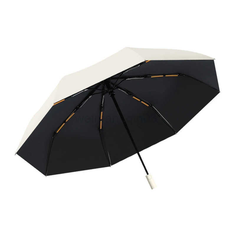 Automatic Umbrella 60 Bone Solid Color Light Collapsible Large Format Outdoor Waterproof Sunshade Uv Protection Umbrella H260314