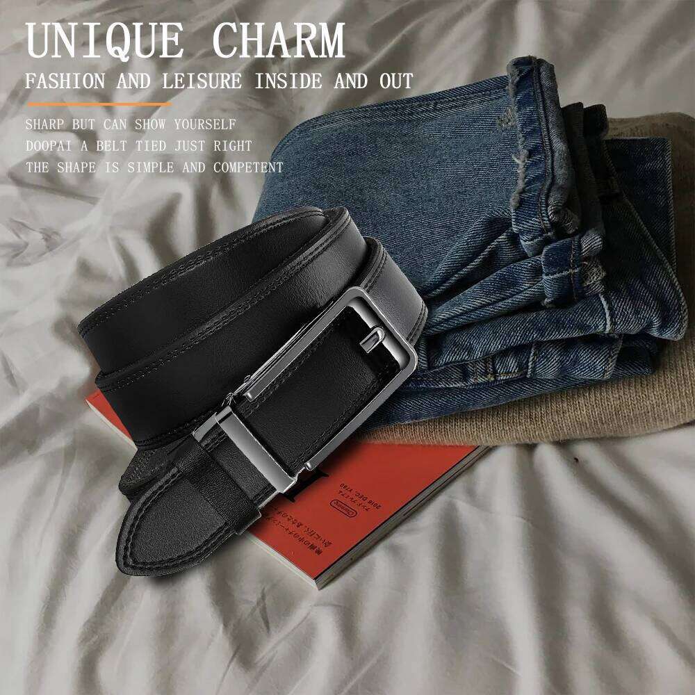 CHAOREN Men's Leather Belt Letter Print Luxury Classic Buckle Business Cowboy Vintage Waistband Alloy Belts Z260226