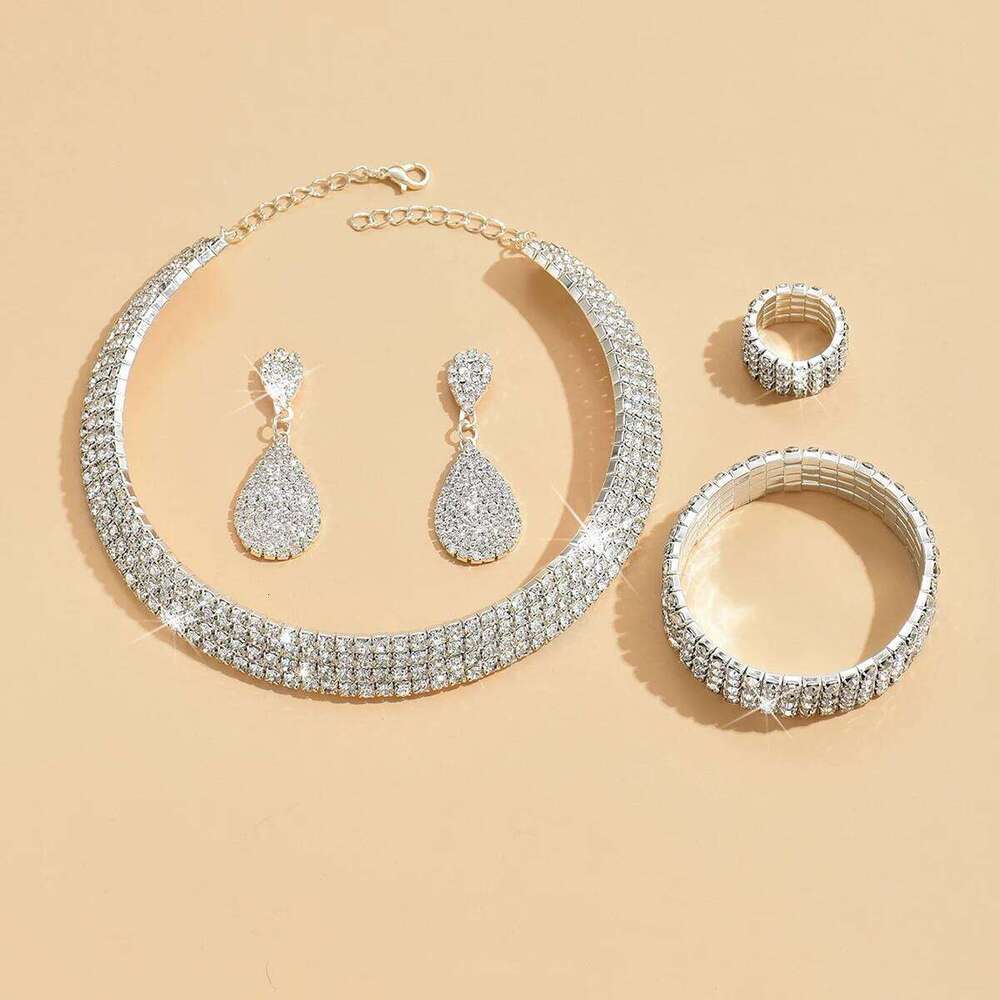 5PC Women's Fashion Copper Claw Chain Multi row Necklace Earrings Bracelet Ring Jewelry Set Wedding Banquet Party Holiday Gift Z260313