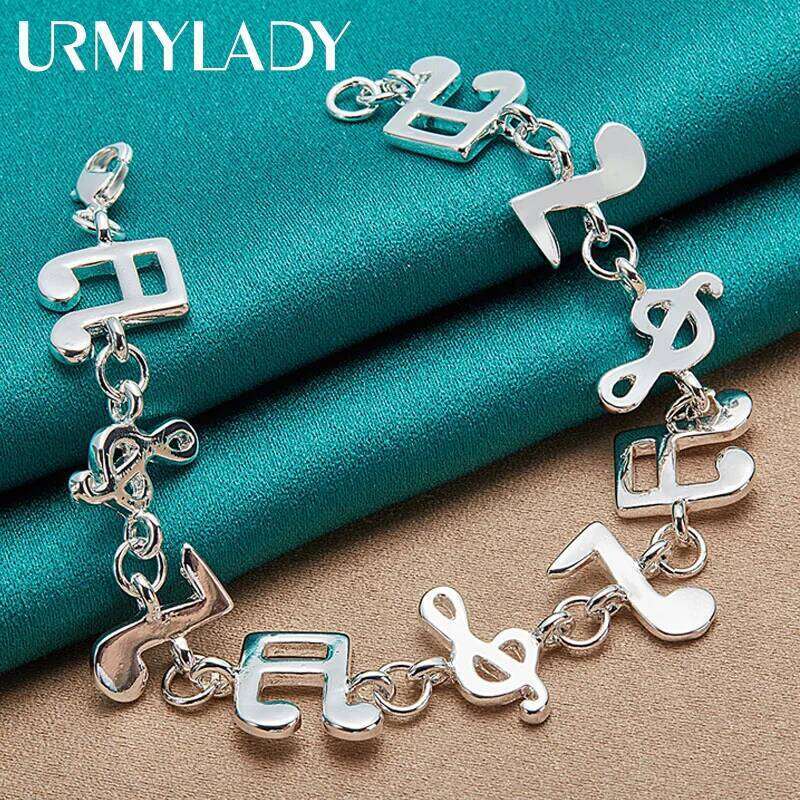 URMYLADY Fine 925 Sterling Silver Music Chain Bracelet For Women Wedding Engagement Party Fashion Charm Jewelry Z260313