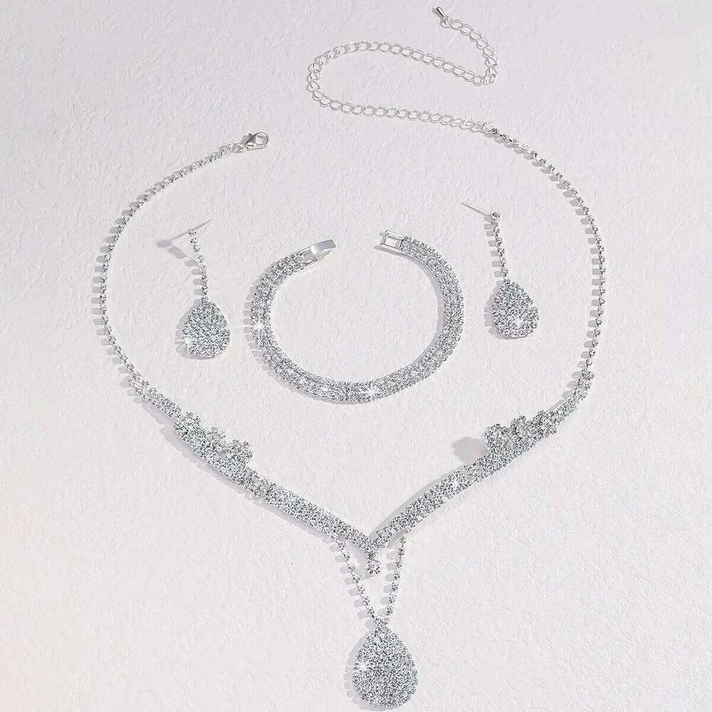 Women's Fashion Design Water Drop Necklace Earrings Bracelet Jewelry Set Wedding Banquet Party Holiday Gift Z260313