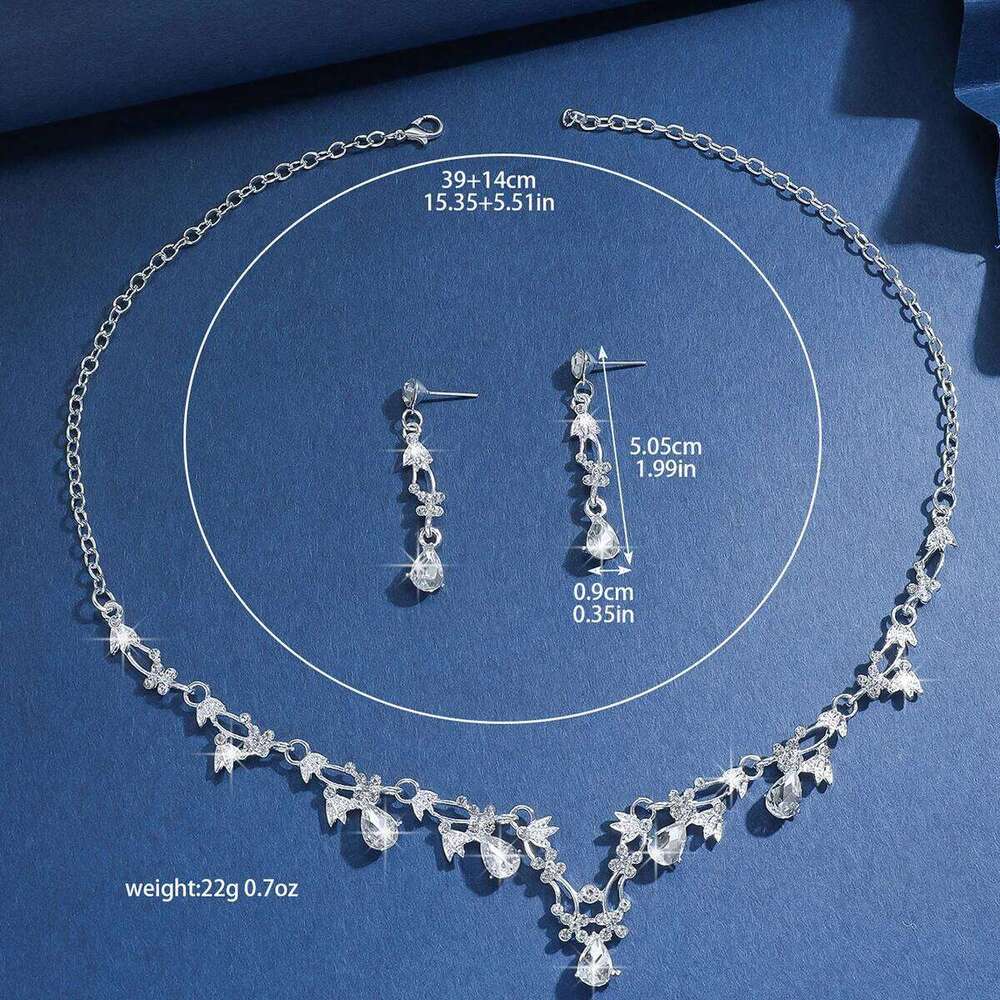 Ladies' fashionable, simple, light luxury style crown necklace earrings jewelry set suitable for wedding and holiday gifts Z260313