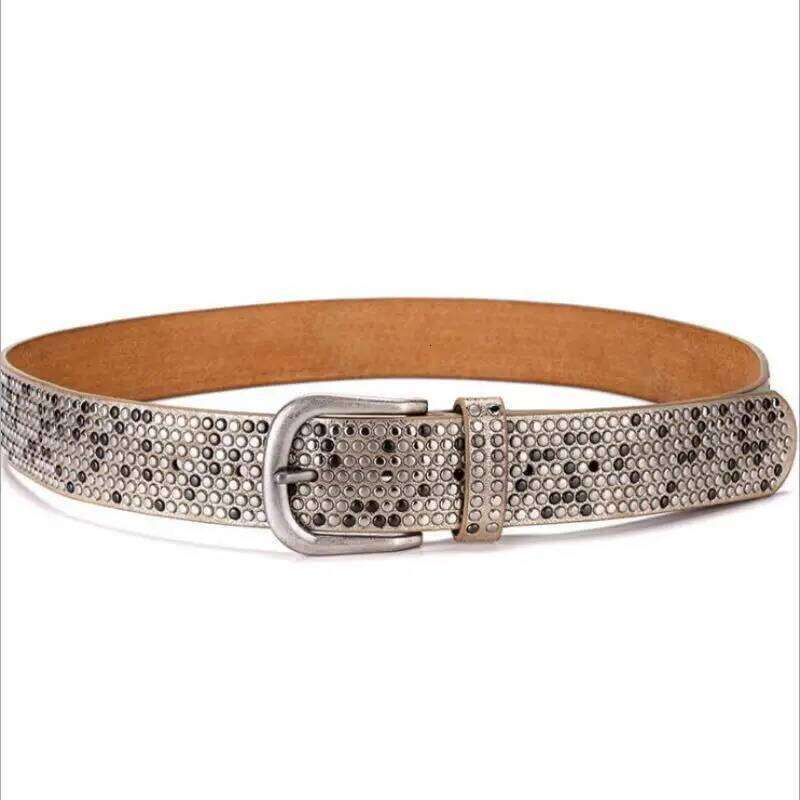 SupSindy Jeans Belt Punk Dot Rivets Pin Buckle Luxury Brand Lady's Original PU Leather Belts for Women Waistband Female Z260226