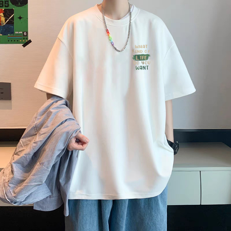Summer New Ins Trend Casual Student Designer T-shirt Short Sleeve American Retro Base Shirt Men's Pure Designer Hoodie Cotton Polo Short Sleeve