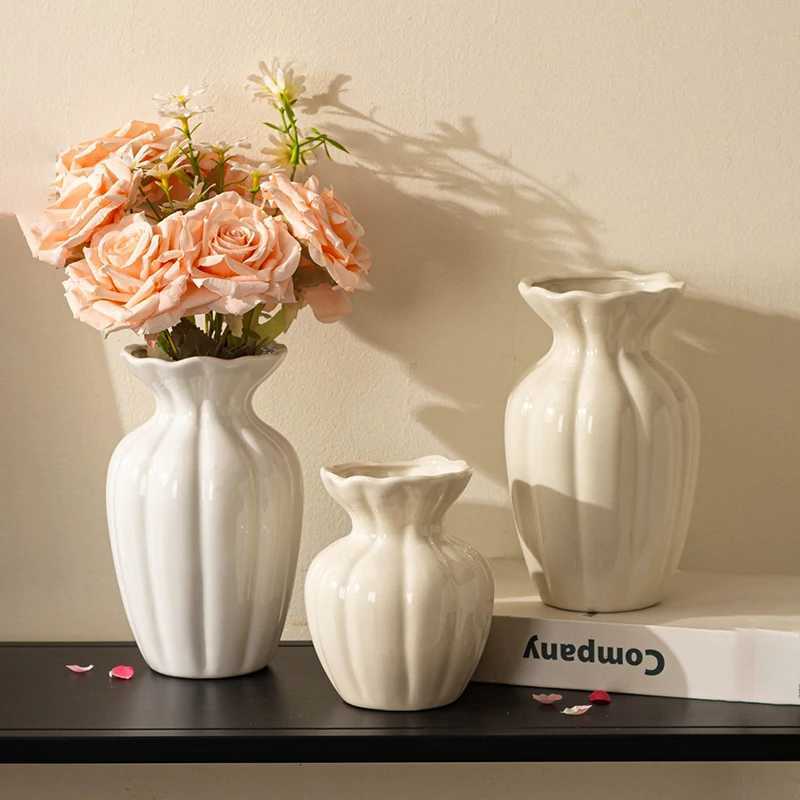 Ceramic Flower Vase Table Center Decoration Aesthetic Vase Hydroponic Plant Vases Desktop Ornament Home Decoration Y260314