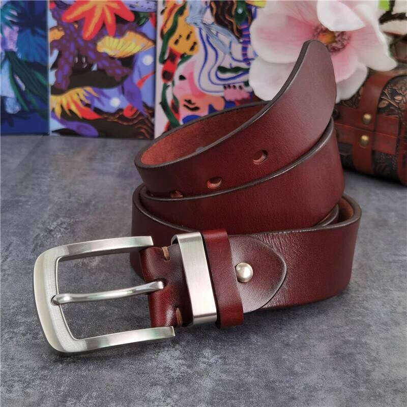 Stainless Steel Buckle Luxury Ceinture Leather Genuine Men's Wide Long Belt For Men SBT0016 Z260226