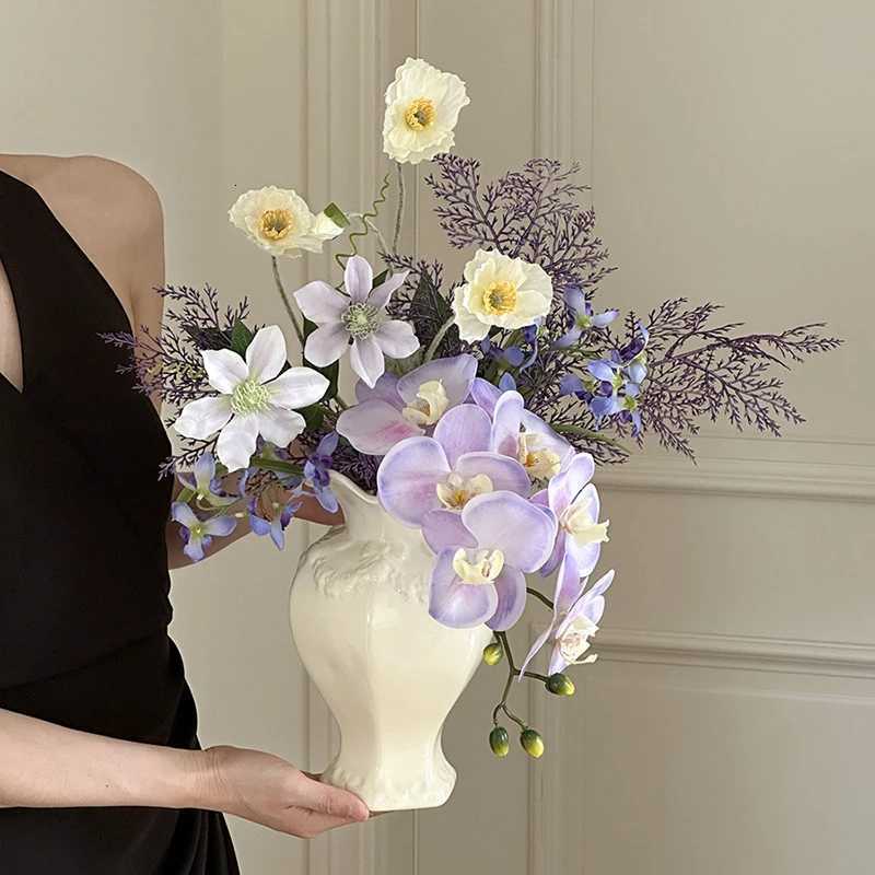 Ceramics Vase Flower Vase Decorations Home Desk Accessories Nordic Vases for Flowers Bottle Room Decor Office Accessories Y260314