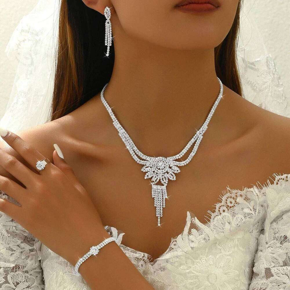 Bridal Fashion Tassel Necklace Earrings Bracelets Rings Jewelry Set Wedding Banquet Party Holiday Gifts Z260313