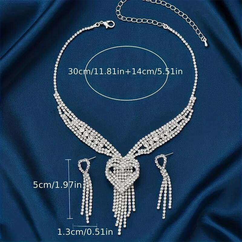 Ladies' jewelry, equipped with rhinestone tassel earrings, necklaces, bracelet sets, wedding party accessories Z260313