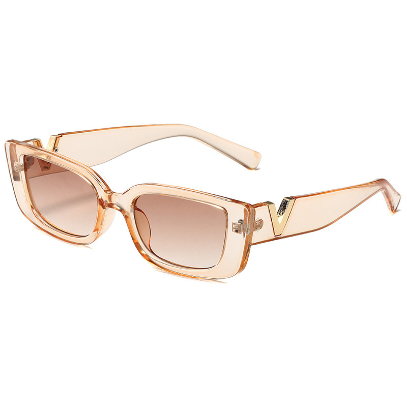 Luxury Brand Designer Sunglasses Fashion Trend Small Frame Plastic V Sunglasses For Women With Metal Hinges, Jelly Color Sunglasses For Men, Internet 