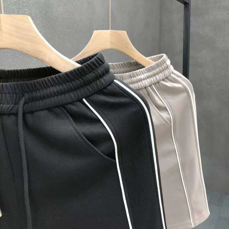 Men's Sports Simple Trendy Contrasting Stripes Versatile Casual Five-point Pants Loose Vintage Sweat Absorption Shorts Z260314