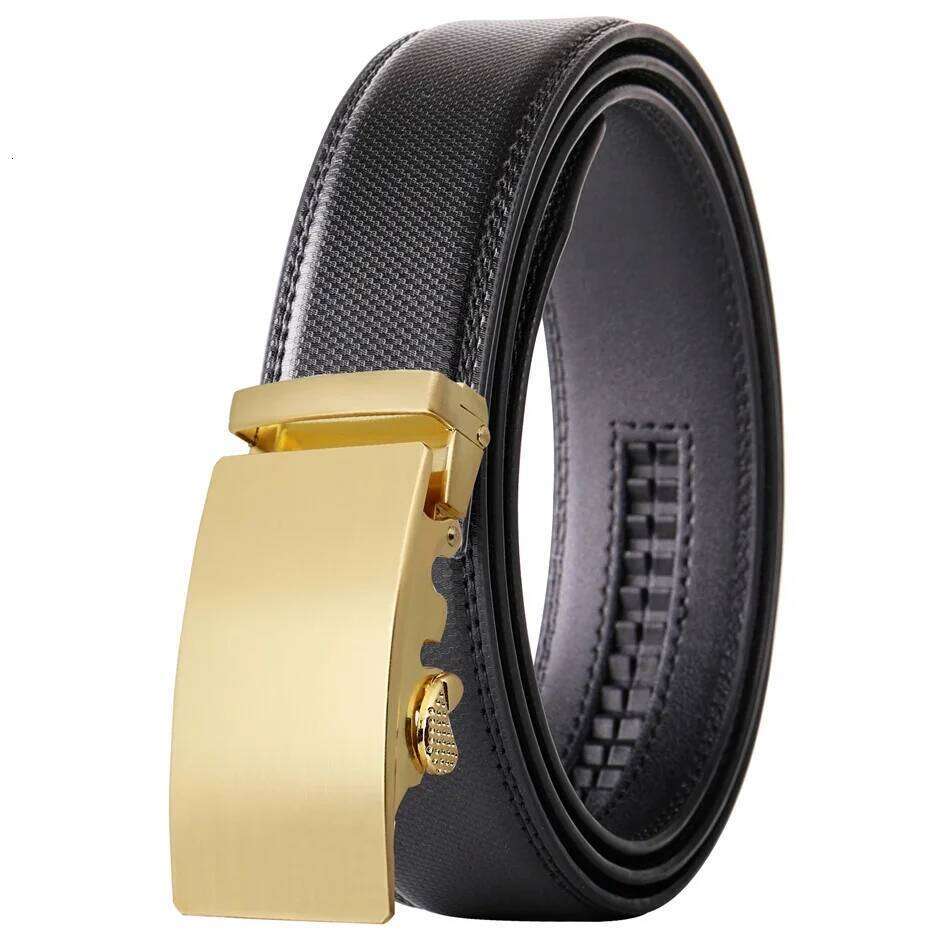 Gold Automatic Buckle Male Belt Brown Black White Blue Gray Leather For Men High Quality Luxury Mens Belts Casual B514 Z260226