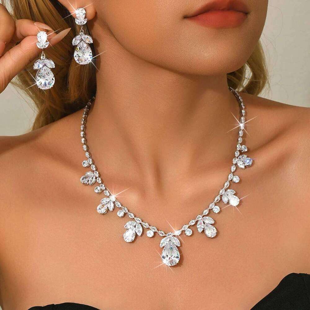 New French Ocean Zircon Necklace Earrings Set Fairy Tree Seal Fine Pair Dress Accessories Women Z260313