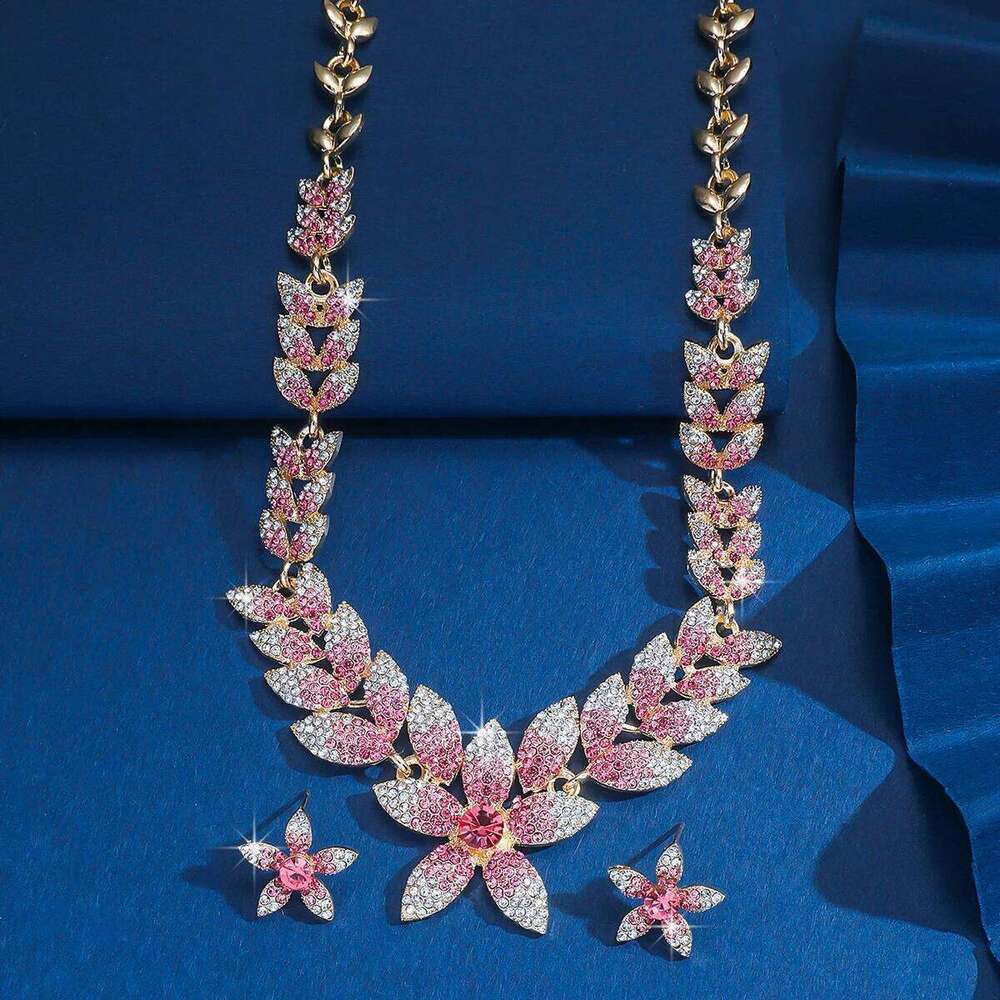 3PC Women's Fashion Flower Necklace Earrings Jewelry Set Elegant High end Design, Suitable for Party and Festival Gift-8495 Z260313