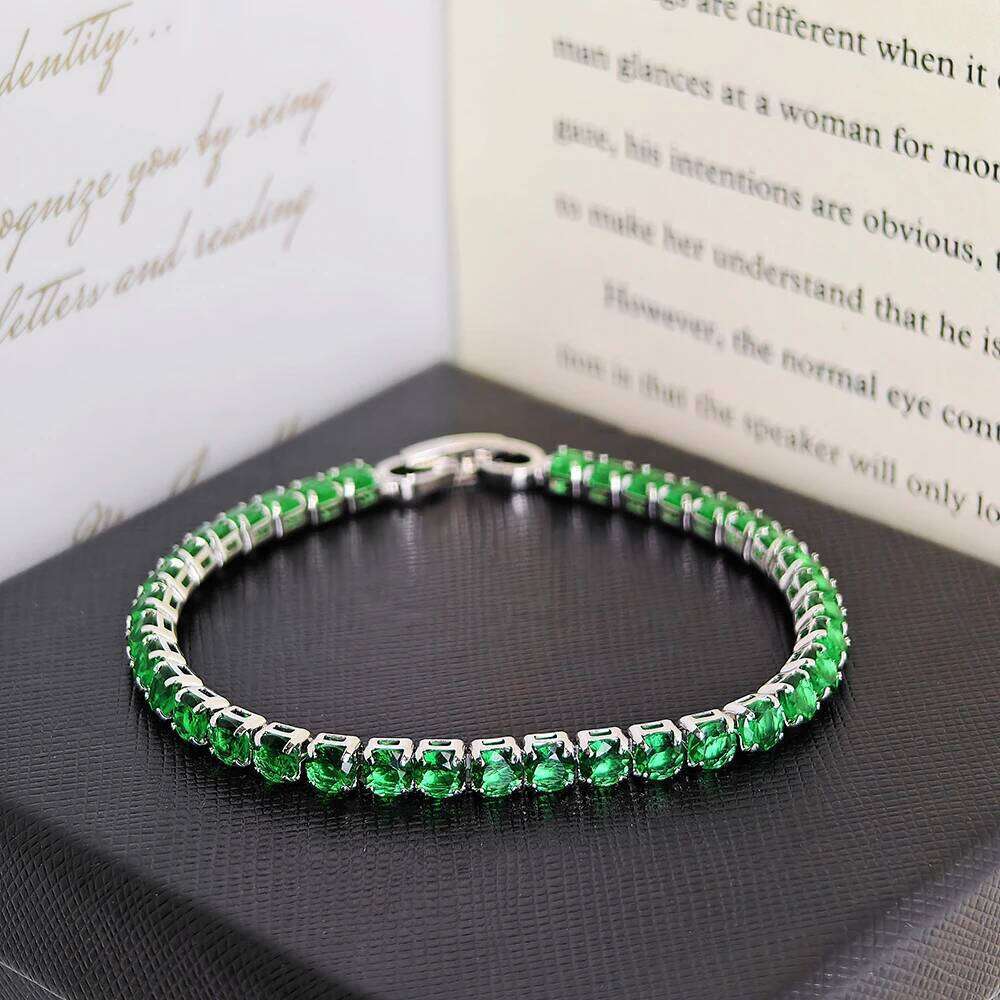 2024 New Arrival 4mm Luxury Red Blue Green Silver Color Bracelet Bangle for Women Valentine's Day Gift Jewelry Wholesale S5787 Z260313