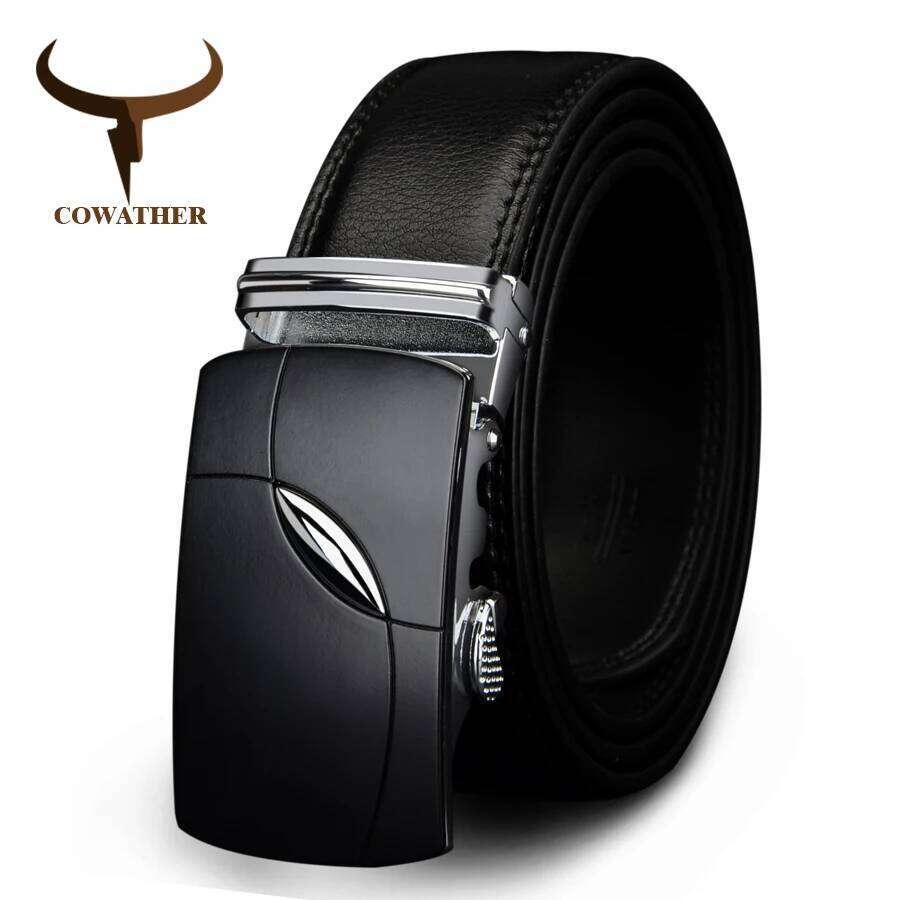 COWATHER 2021 cow genuine leather belts for men automatic alloy buckle black brown color cz035 Z260226