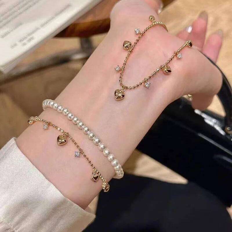 Lucky Colorful Love Heart Beads Shiny Zircon Water Drop Bracelet for Women New Fashion Delicate Charm Jewelry Gift Wholesale Z260313