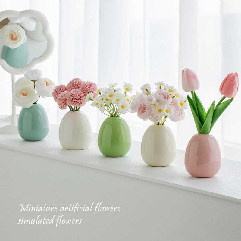 Aesthetic Flower Arrangement Vase Mini Ceramics Vase Nordic Ceramics Flower Pot Home Desktop Decoration Vase Tabletap Vase Y260314