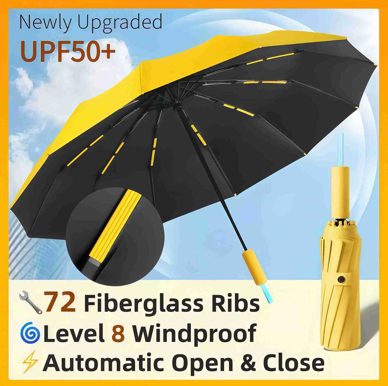Automatic opening of 72 bone oversized sunshade suitable for business and home double-layer sunshade windproof and waterproof H260314