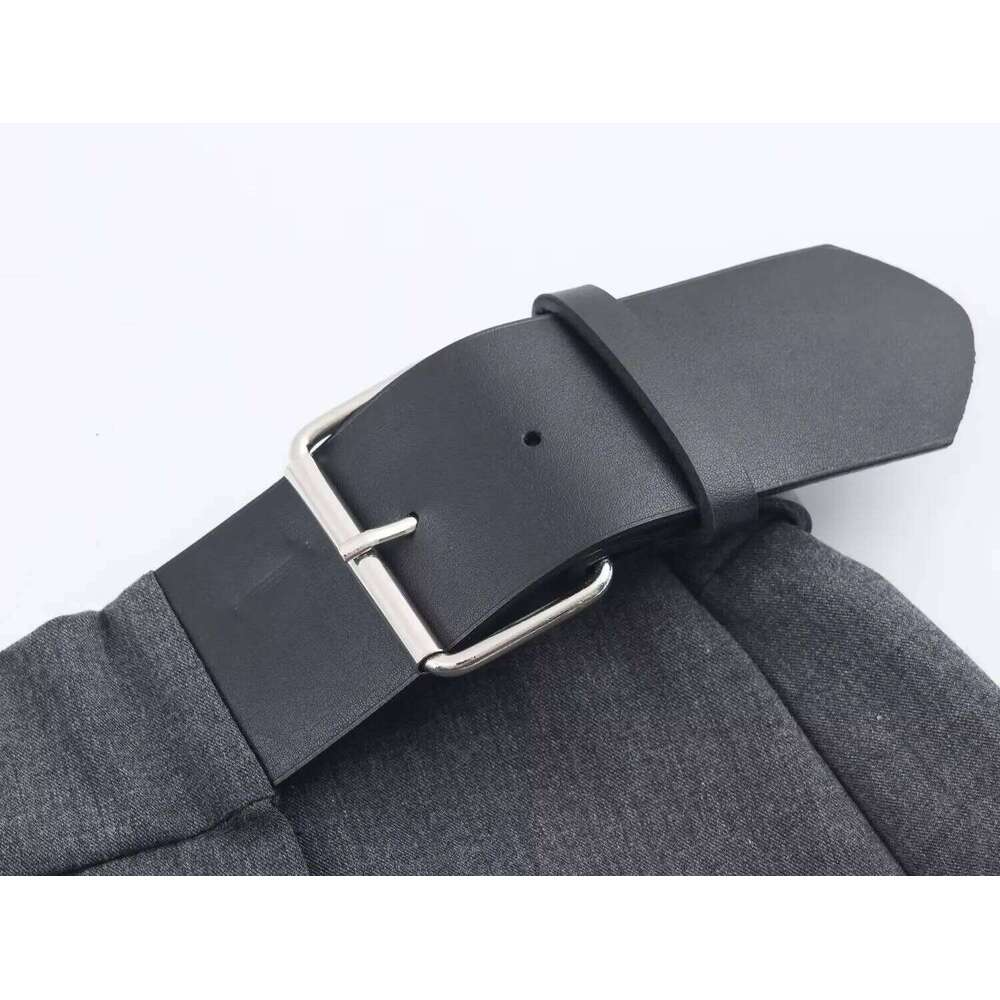 ETJ 2025 women's new fashion all match hot girls wear wide pleats detail belt decoration mini short skirt pants Z260314