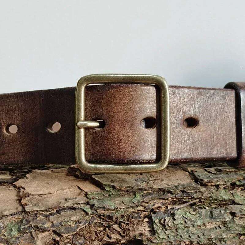 4.1CM Men High Quality Genuine Leather Belt Luxury Brass Pin Buckle Belts Pure Cowskin Vintage Strap Male Jeans for Man Z260226