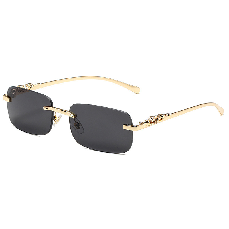 Luxury Brand Designer Sunglasses New Frameless Square Sunglasses For Men And Women Retro Cheetah Decorative Sunglasses Leopard Head Metal Sunglasses