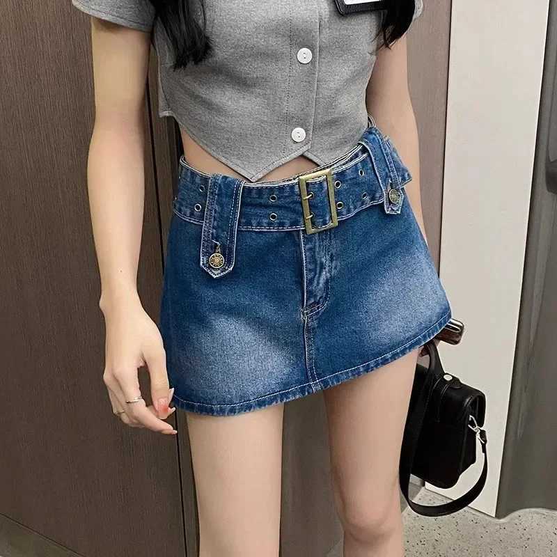 Ins Summer Women High Waist Shorts Skirts s Vintage Sexy Nightclub Denim Dress Female Stripper Dance Black Blue Jeans Skirts M260314