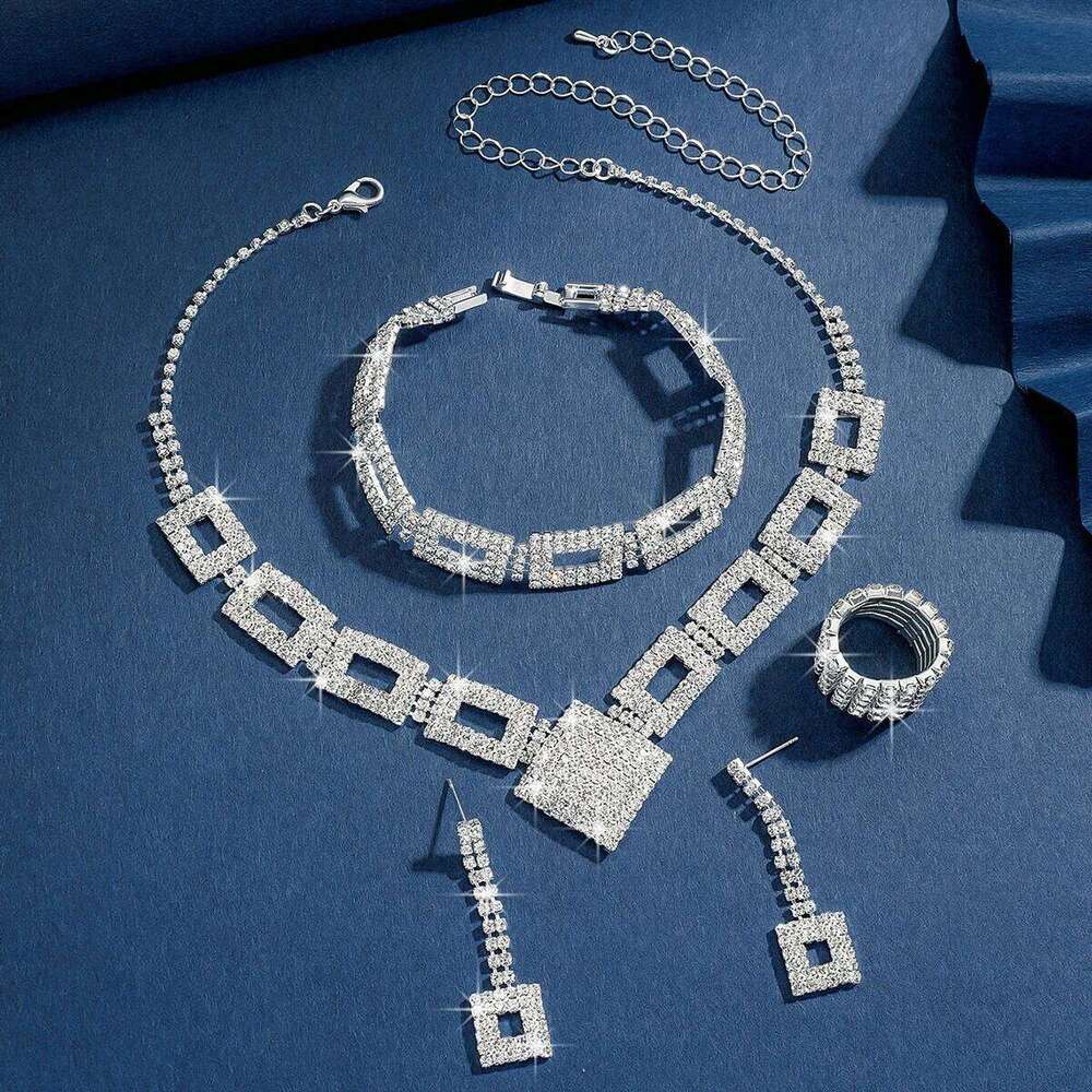 Women's Design Geometric Necklace Earrings Bracelet Ring Jewelry Set Wedding Banquet Party Holiday Gift Z260313