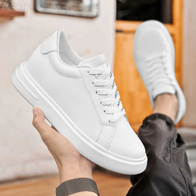 New Mens Sneakers Elevator Shoes Heightening Height Increase Insole 6-10CM High Heels Shoes Leather Sport Shoes Men Shoes H260325