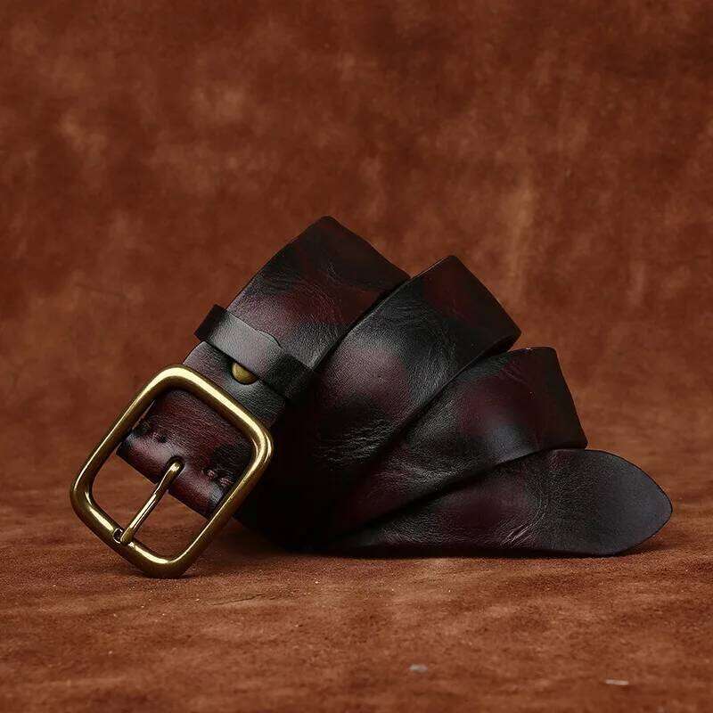 3.8CM Pure Thick Cowhide High Quality Genuine Leather Belts for Men Brand Strap Male Brass Buckle Camouflage Jeans Cowboy Cintos Z260226