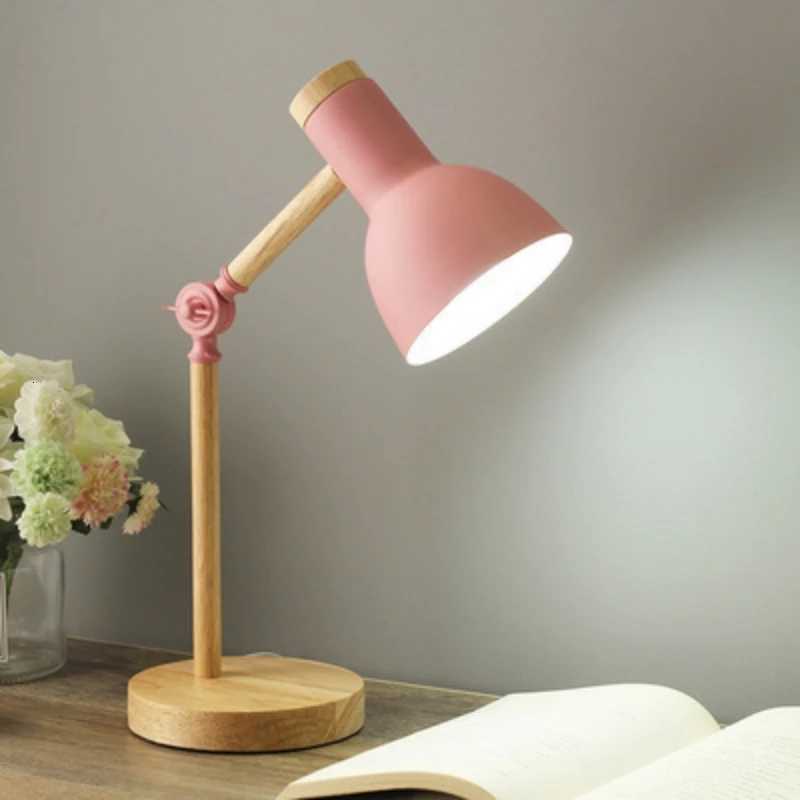 Nordic eye protection table lamp dormitory desk student dormitory simple bedroom bedside lamp macaron wood table lamp Y260314