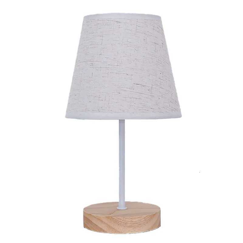 Desk Lamp Wooden Base Linen Lampshade USB Plug in Bedside Night Light Warm Light Bedroom Living Room Decor Creative Atmosphere Y260314