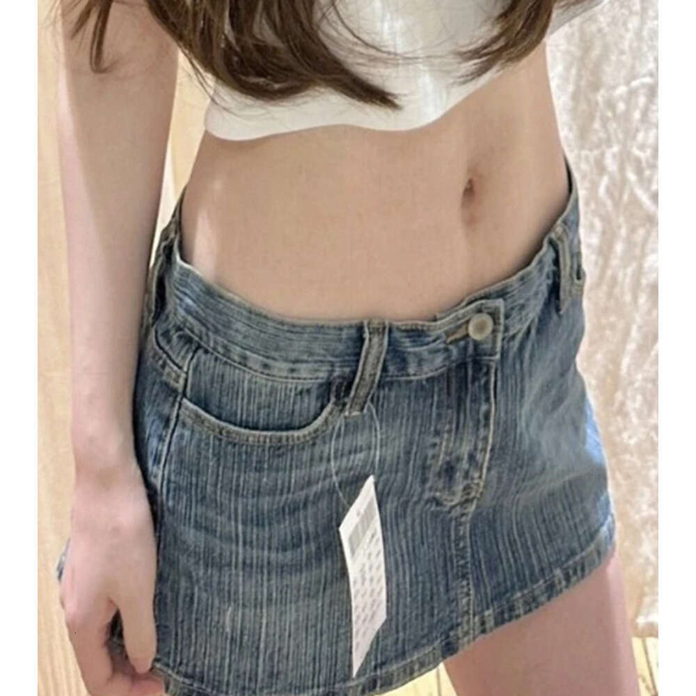 Vintage Denim Mini Cargo Skirts Women Summer New Streetwear Casual Cotton Slim Sexy Low Rise Skirt Harajuku Sweet Y2K Falda 2024 Z260314