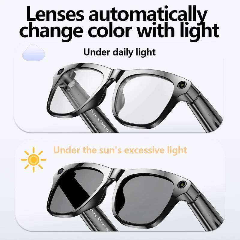 AI Smart 4K HD Photochromic Video Recording Wireless Bluetooth Call Glasses Voice Assistant Music Translate