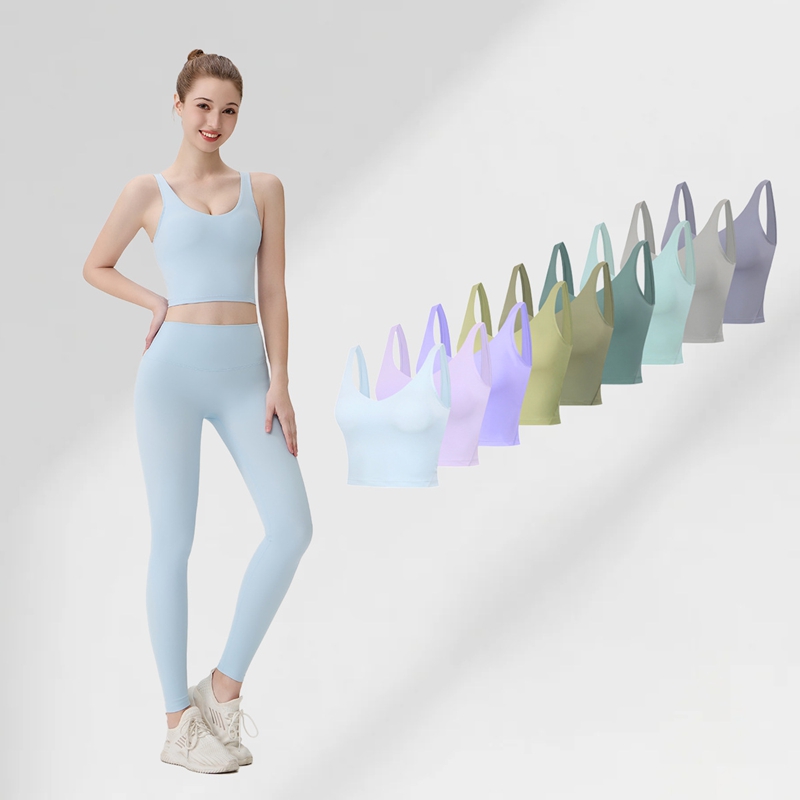 Women's Yoga Solid color Bra Summer U-shaped No Steel Ring Built-in Chest Pad Sports Bra for Women Gym Sleeveless Fitness Yoga Fashion Tank Top Bras